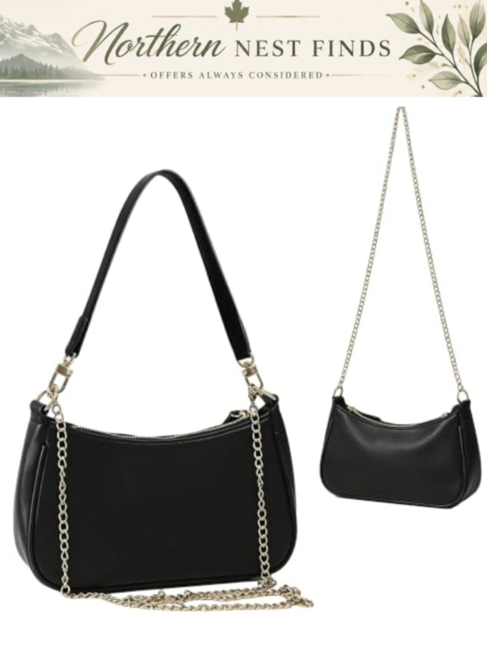Hobo Shoulder Bag Adjustable Strap Zipper Closure Contemporary Solid